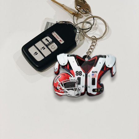 American Football Shoulder Pads Helmet Personalized Acrylic Keychain For Football Lovers